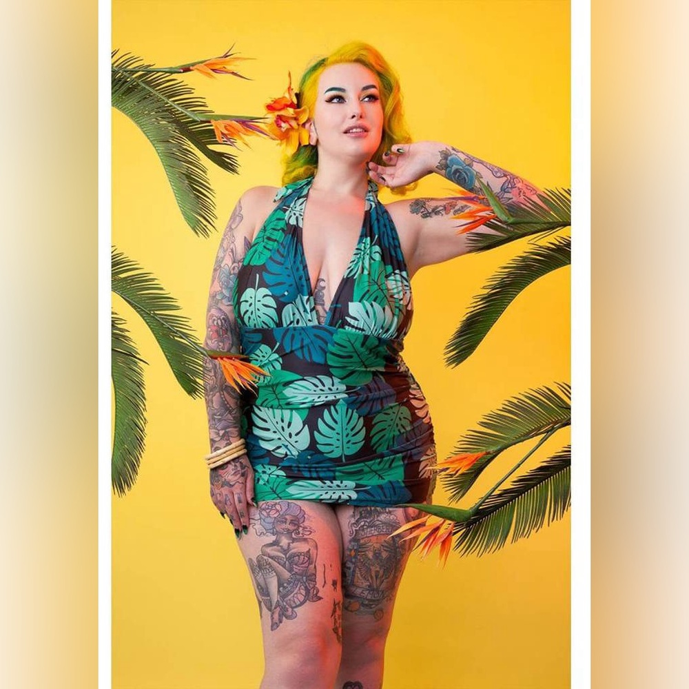 Collectif for Playful Promises deep v halter swimsuit